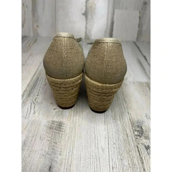 Tory Burch Women's Peep-Toe Espadrille Wedge Sandals Size 7 Tan Brown - Picture 4 of 10